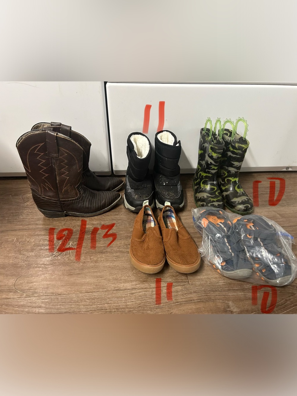 Boys lot of shoes leather boots, snow boots, water shoes Slip-On Casual Sneakers
